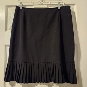 Skirtology Black Pleated A-Line Wool Blend Skirt Size 12